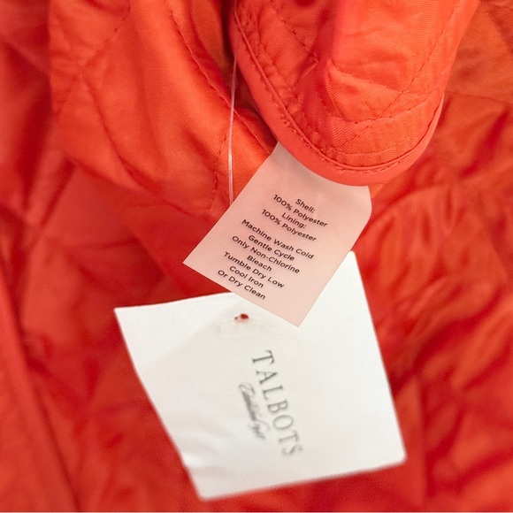 NEW Talbots Women’s Quilted Jacket Long Sleeves Button Front Orange Size XL - Picture 8 of 8